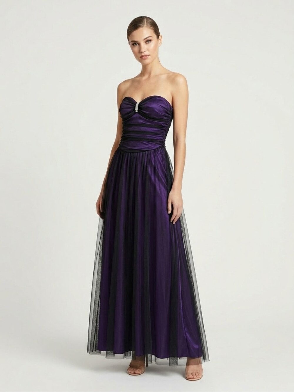 Majora Y2K Purple & Black Tulle Ankle Length Prom Dress XS